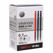 得力 6506 按壓式圓珠筆 0.7mm 藍色