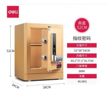 得力（deli）4115 指紋密碼雙重鎖控保險箱 高52cm 金色