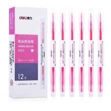 得力 S623 雙頭熒光筆 紅色 12支/盒