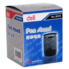 得力 909 金屬網(wǎng)狀圓型筆筒 黑色