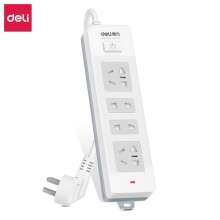 得力18242-02 單控四聯(lián)拖線板插座 2米 白色