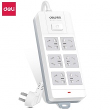 得力18246-03 單控六聯(lián)拖線板插座 3米 白色