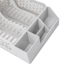 得力 78980 三聯(lián)文件框帶筆筒 灰色