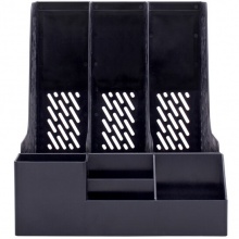 得力 78980 三聯(lián)文件框帶筆筒 黑色