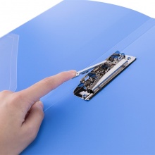 得力 5301ES 單強力夾+插頁袋 A4 藍色 背寬18mm