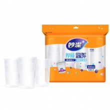妙潔 MDPB100 一次性塑料杯 320ml 透明 100只/包