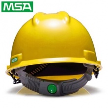 梅思安 10146459 標(biāo)準(zhǔn)型PE安全帽一指鍵帽襯針織布吸汗帶D型下頜帶 黃色 均碼