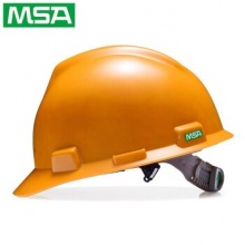 梅思安 10146460 標(biāo)準(zhǔn)型PE安全帽一指鍵帽襯針織布吸汗帶D型下頜帶 橙色 均碼