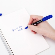 得力 6824 小雙頭油性記號筆 10支/盒 藍(lán)色 按盒銷售