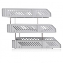 得力 9209 牢固加厚三層文件盤 淺灰