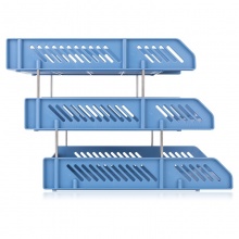 得力 9209 牢固加厚三層文件盤 藍(lán)色