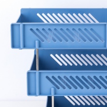 得力 9209 牢固加厚三層文件盤 藍(lán)色