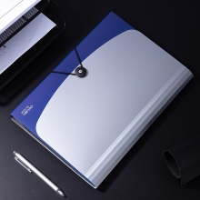 得力 5558 飛盤扣式雙色風(fēng)琴包 A4 藍(lán)色 13格