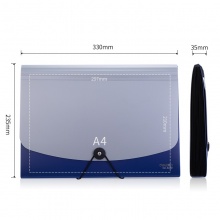 得力 5558 飛盤扣式雙色風(fēng)琴包 A4 藍(lán)色 13格
