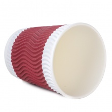 得力 19206 雙層紙杯 280ml 紅色 20只/包