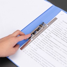 得力 5308ES 金屬長押夾+插頁袋文件夾 A4 藍色