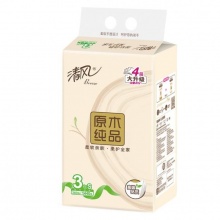 清風(fēng) BR38SC4 原木純品4層塑包面巾紙120抽 3包/提 16提/箱