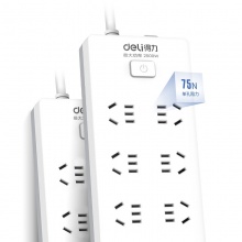 得力 18264 單控八聯(lián)接線板插座 10米 白色