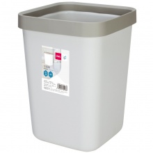 得力 18820 方形帶壓圈垃圾桶 10L 淺灰